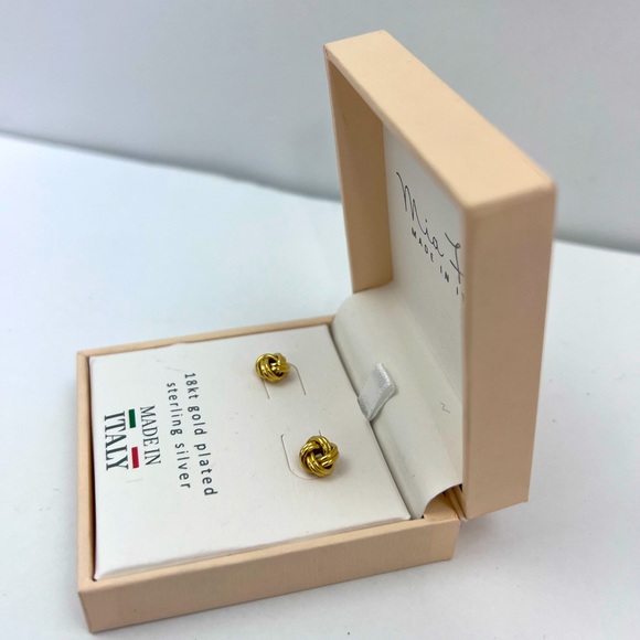 MÍA FIORE, KNOTT STUD EARRINGS, STERLING SILVER & 18KT GOLD PLAYED EARRINGS - Picture 3 of 14